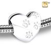 Heart Shaped with Paw Prints Cremation Bead For Ashes LoveUrns Treasure Collection