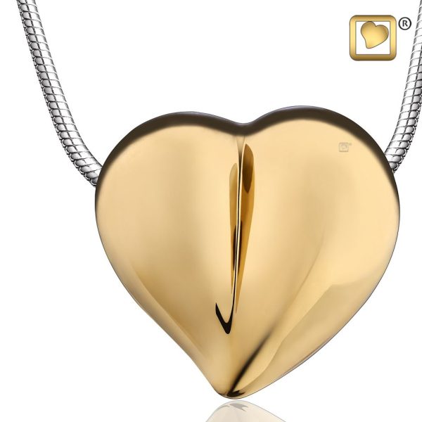 Golden heart shaped cremation pendant