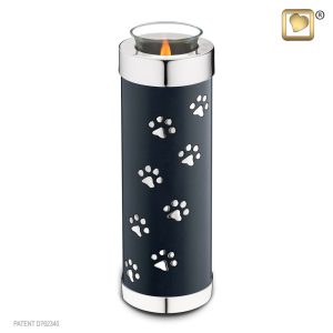 Tall Black silver Paw Tealight Pet Urn