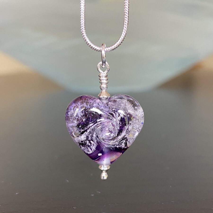 Purple Mini Glass Heart