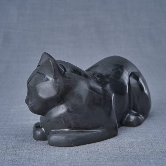 Always and Forever Memorial Products: Ceramic Cat Urn Matte Black