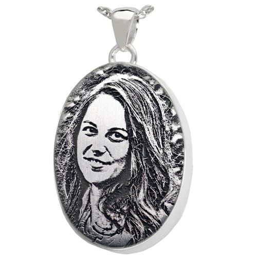 Always and Forever Memorial Products: Photo on Oval Chamber Pendant