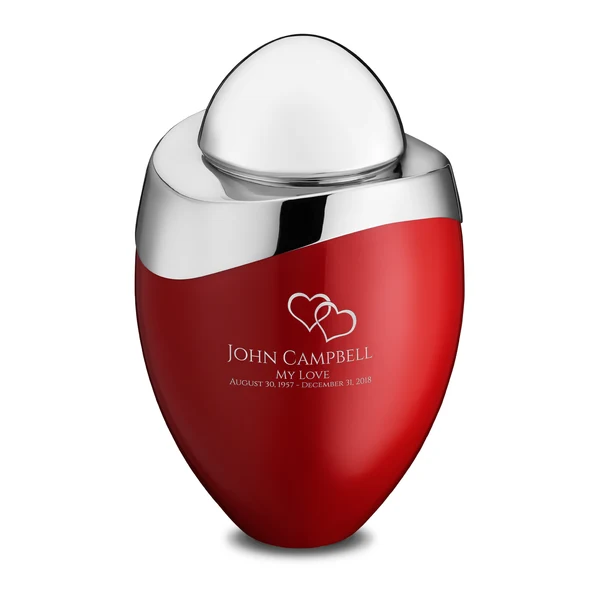 Amore™ Red & Polished Silver Cremation Urn