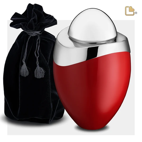Amore™ Red & Polished Silver Cremation Urn - Image 3