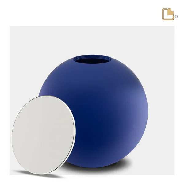 Crescent Sphere Navy & Polished Silver Urn - Image 4