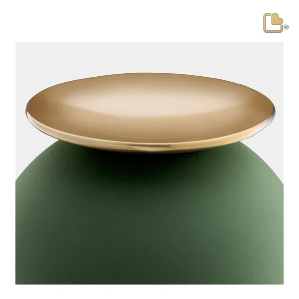 Crescent Sphere Sage Green & Brushed Gold Urn - Image 3