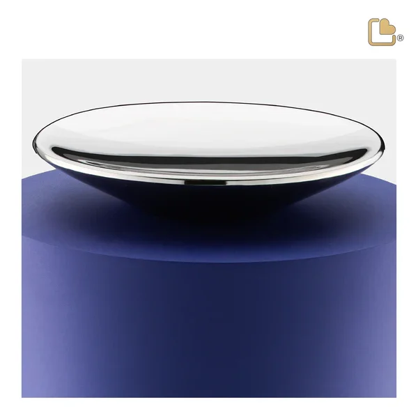 Crescent Tall Navy & Polished Silver Urn - Image 3