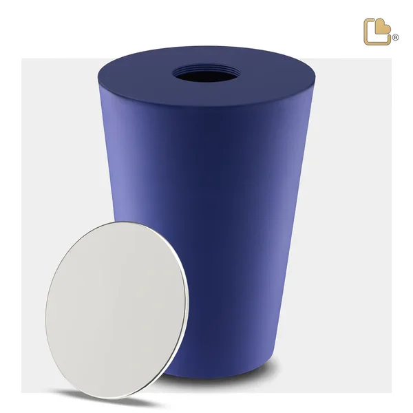 Crescent Tall Navy & Polished Silver Urn - Image 4