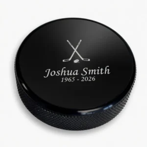 Hockey Puck Shaped Keepsake Cremation Urn Engraved