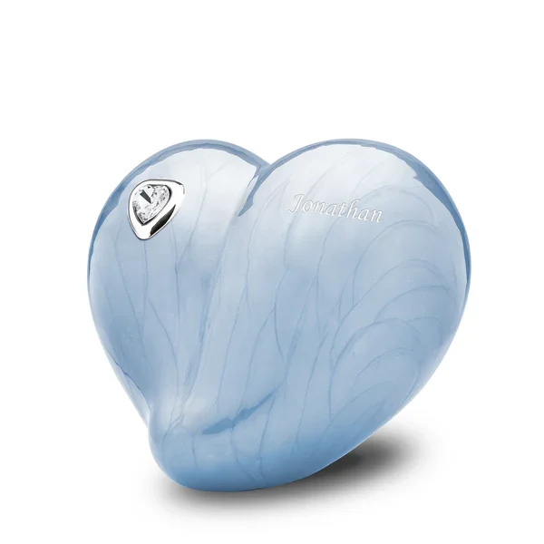 Blue Heart Shaped Medium Sized urn