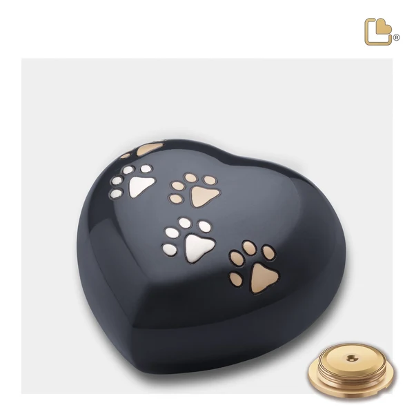 Midnight Heart Urn With Paw Prints - Large - Image 2